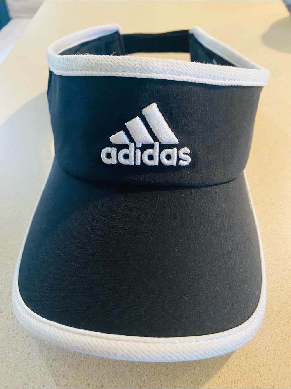 adidas Black Visor with White Trim and Logo